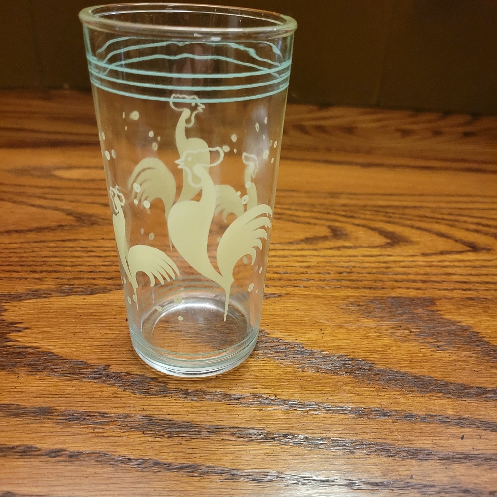 Vintage 1950s Yellow Hazel Atlas Rooster Design Glass Replacement